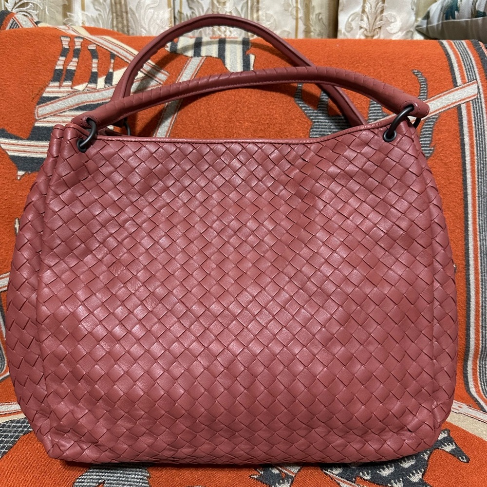 Bottega Veneta Burgundy Woven Shoulder Bag